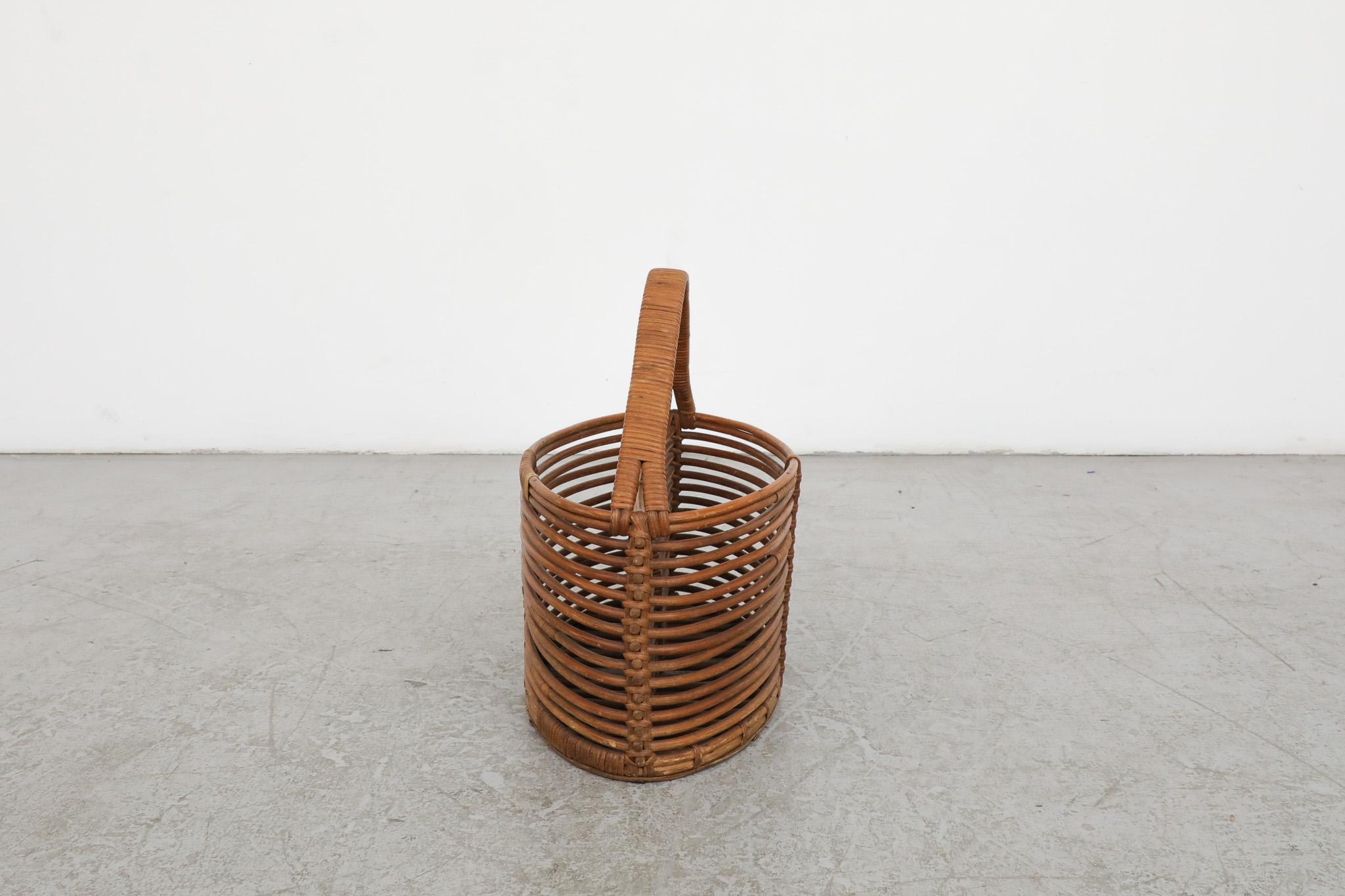 Mid-20th Century Mid-Century Woven Willow Basket or Magazine Rack For Sale