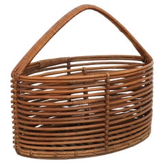 Retro Mid-Century Woven Willow Basket or Magazine Rack