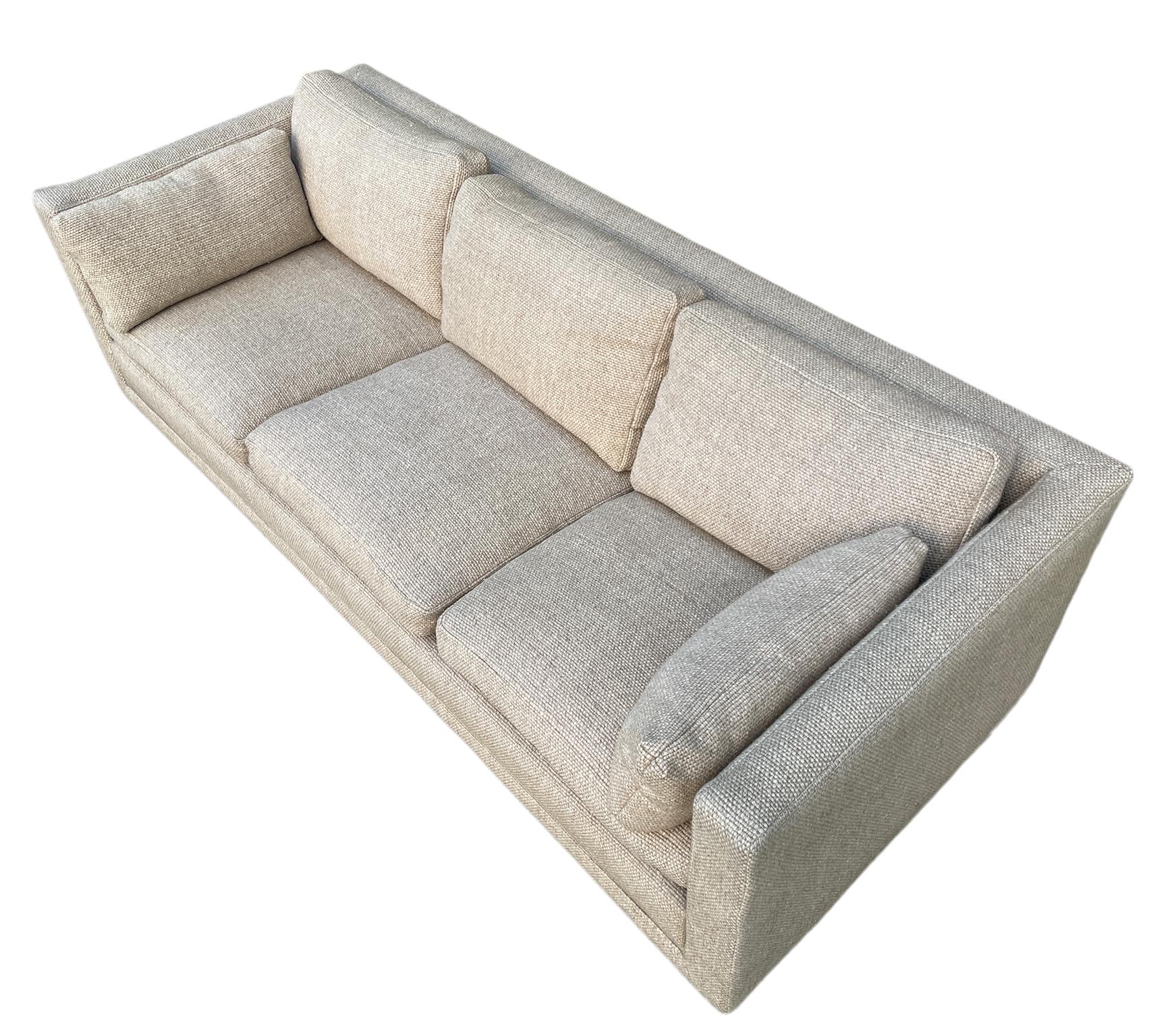 Mid-Century Modern Mid Century Woven Wool 3 Seat Floating Sofa in Style of Milo Baughman