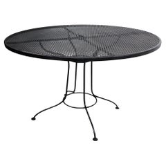 Mid Century Wrought Iron and Metal Mesh Garden Patio Poolsoide Table