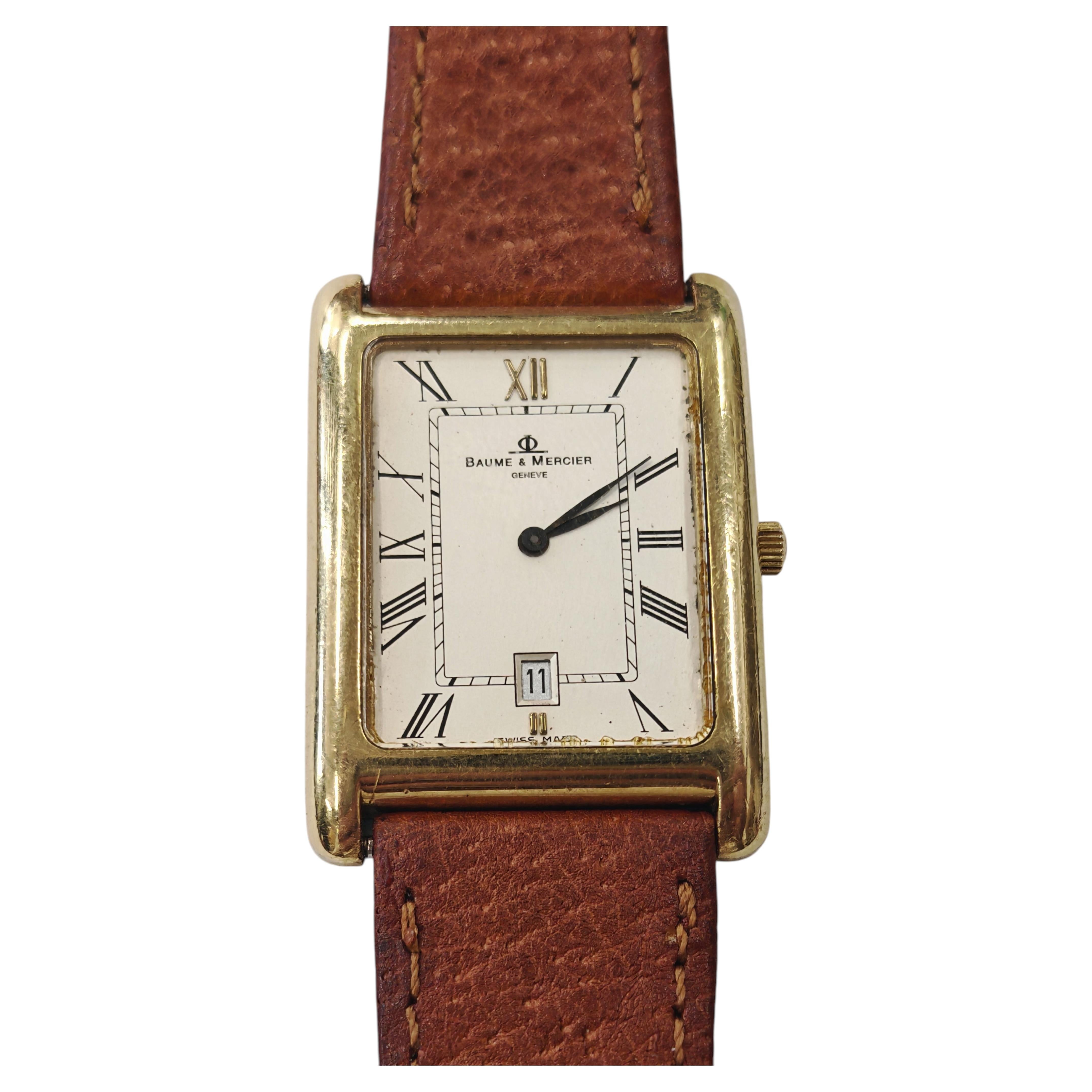 Reloj de pulsera Mid Century de Baume & Mercier en oro amarillo de 18 quilates, Suiza Años 70