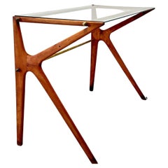 Schreibtisch aus der Mitte des Jahrhunderts, attr. Ico Parisi Holz und Messing, 1950