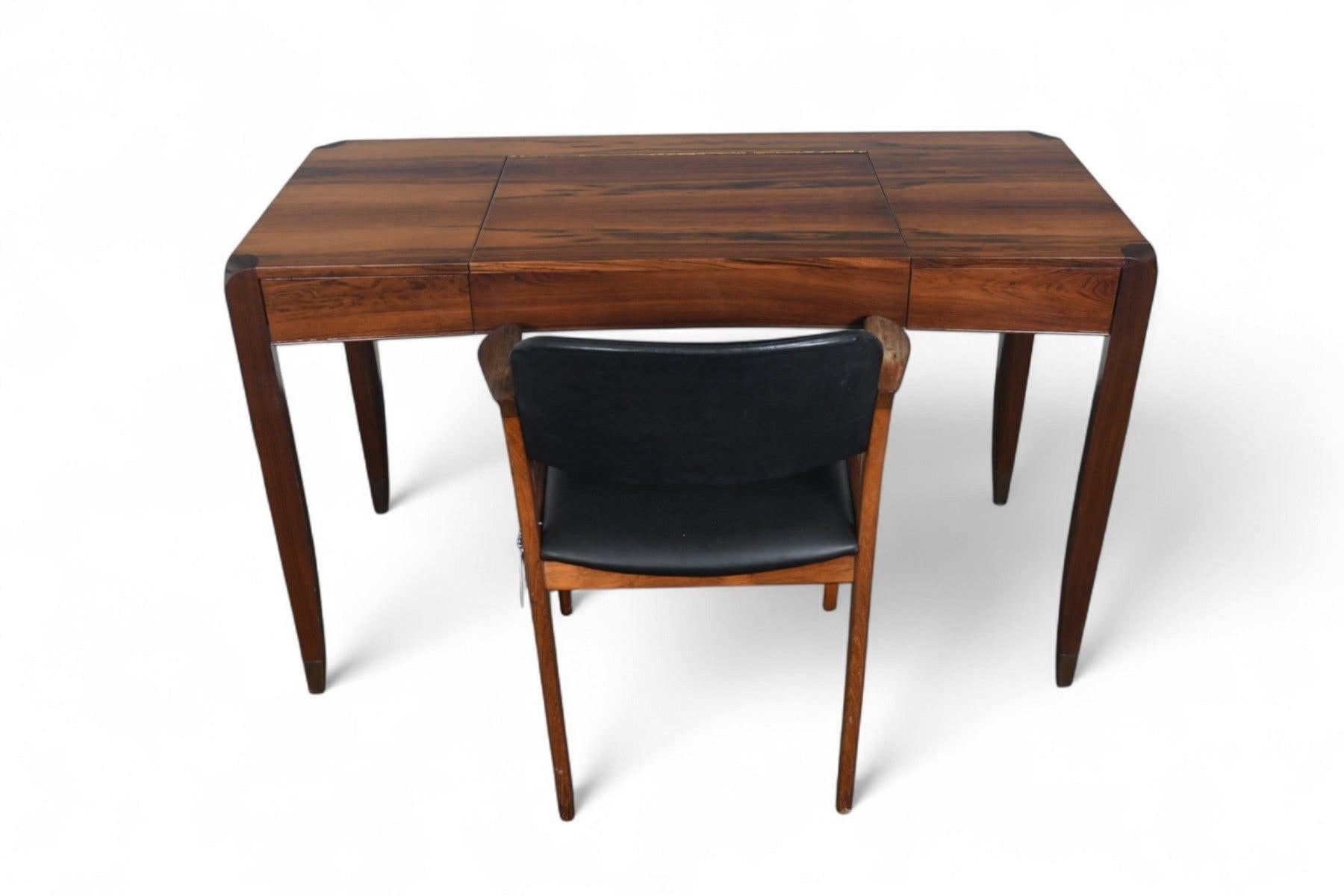Mid Century Writing Desk / Vanity in Brazilian Rosewood For Sale 3