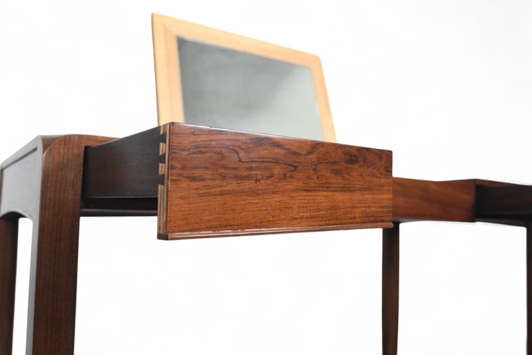 Mid Century Writing Desk / Vanity in Brazilian Rosewood For Sale 11
