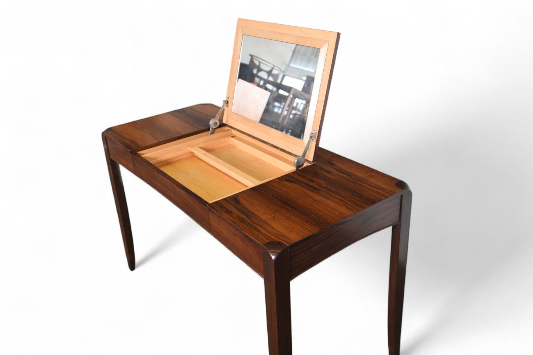 Mid Century Writing Desk / Vanity in Brazilian Rosewood In Good Condition For Sale In Berkeley, CA