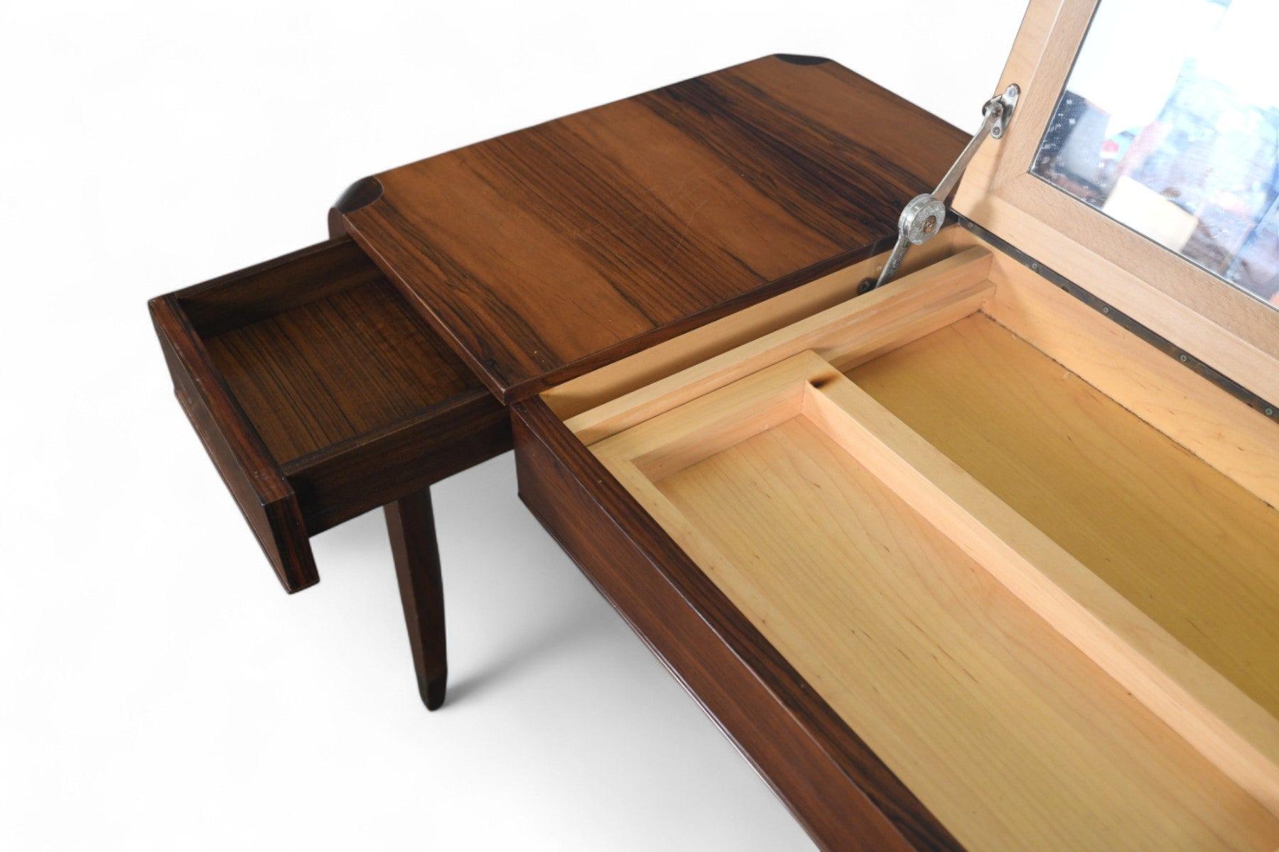 Mid Century Writing Desk / Vanity in Brazilian Rosewood For Sale 1
