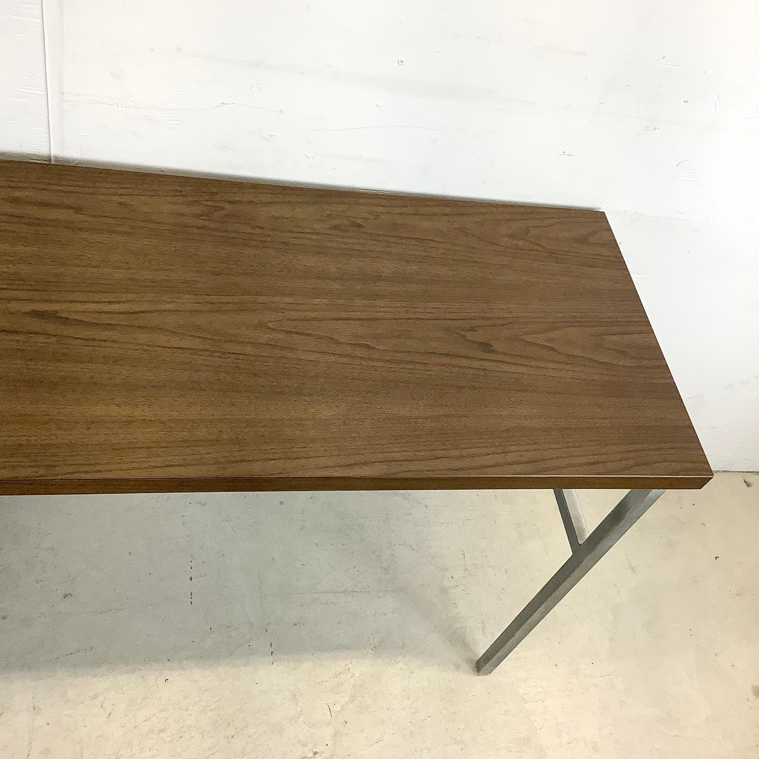 Veneer Mid-Century Writing Desk with Filing Drawer For Sale