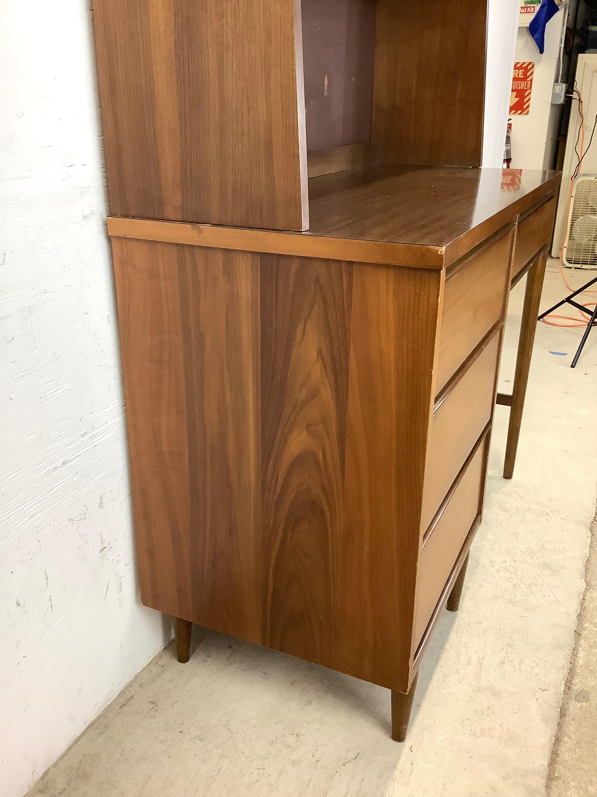 Mid-Century Writing Desk With Shelf Topper 3