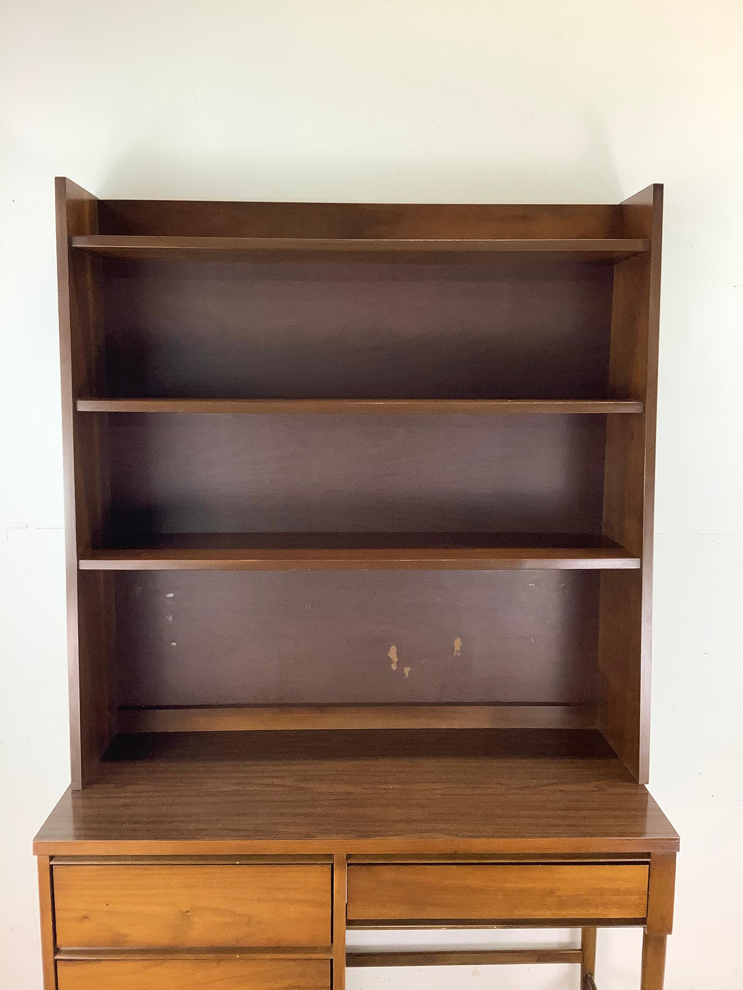 Mid-Century Writing Desk With Shelf Topper 5
