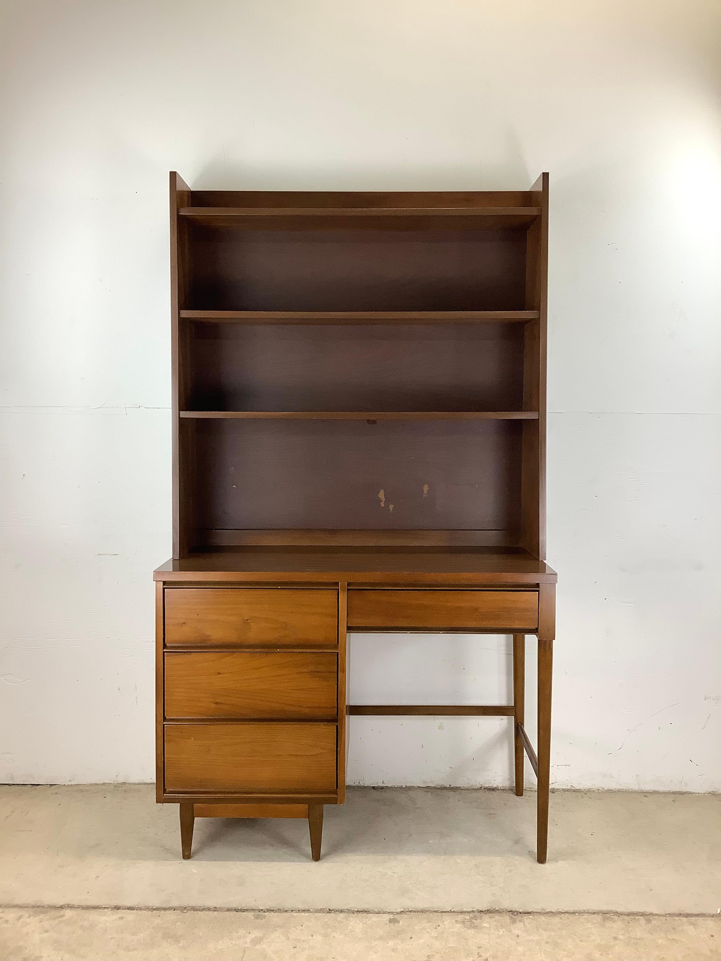 Mid-Century Writing Desk With Shelf Topper 10