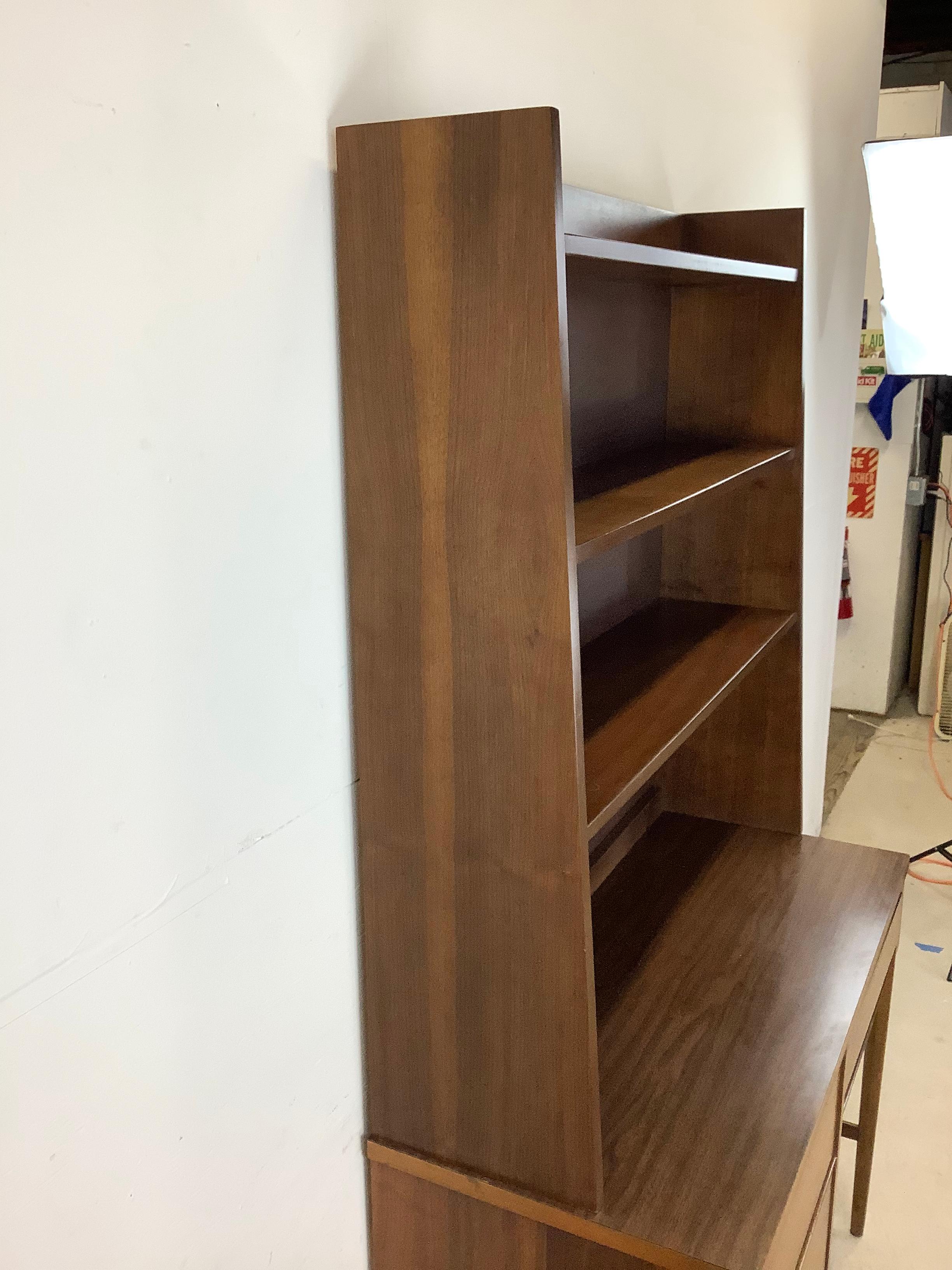 Mid-Century Writing Desk With Shelf Topper 11