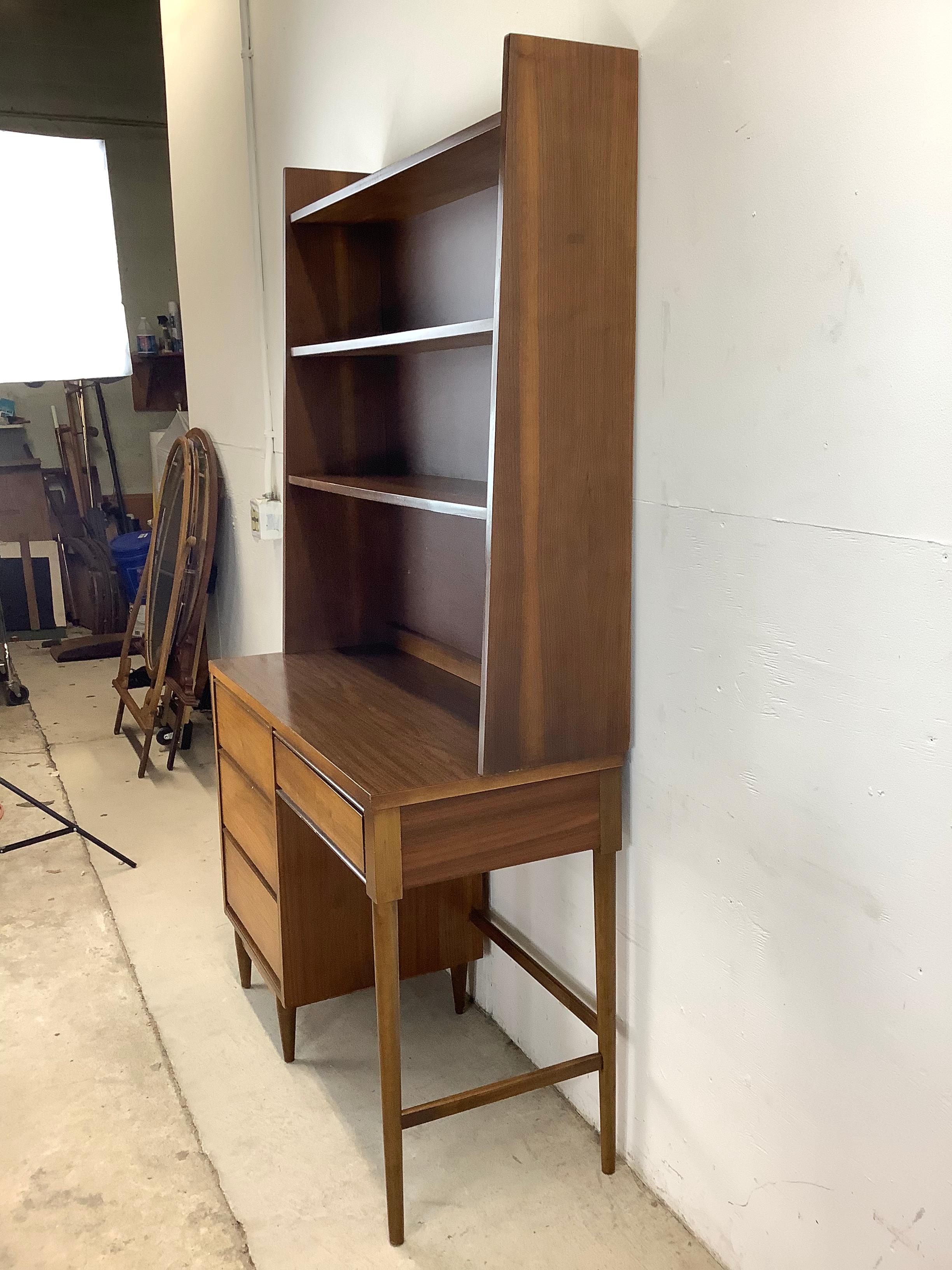 American Mid-Century Writing Desk With Shelf Topper