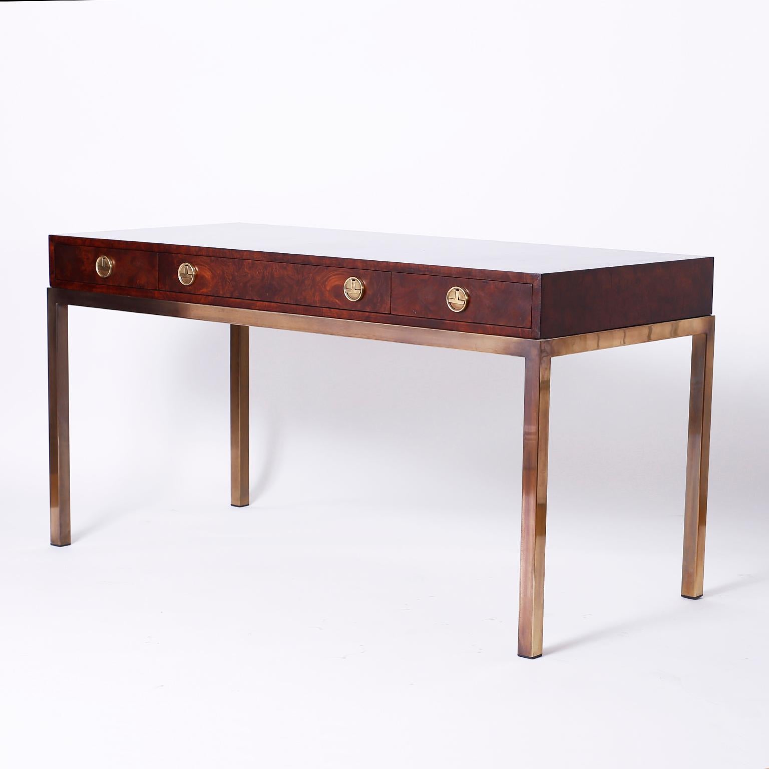Brass Midcentury Writing Table or Desk by Mastercraft