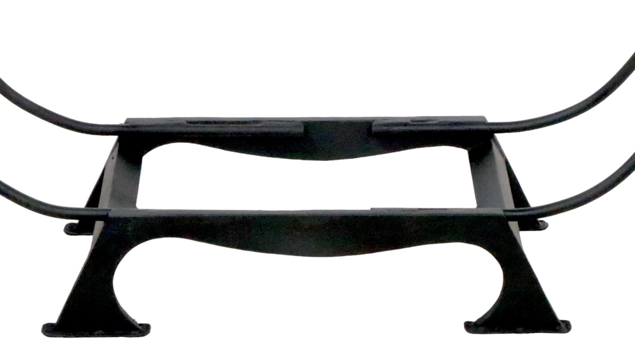 Mid Century Wrought and Cast Iron  Fireplace  Log Holder  For Sale 8