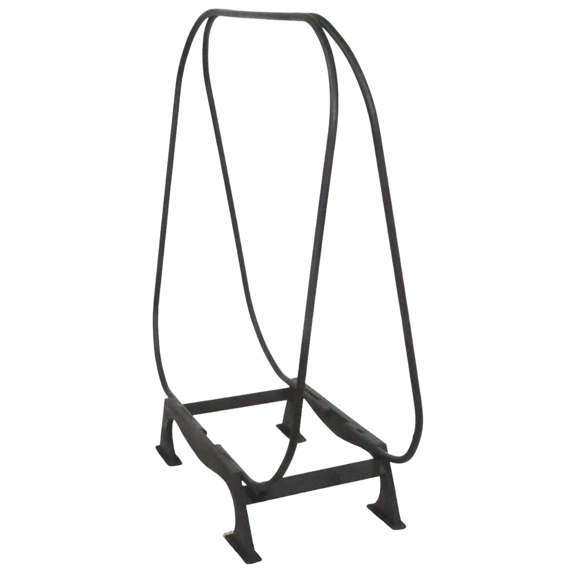 Mid Century Wrought and Cast Iron  Fireplace  Log Holder