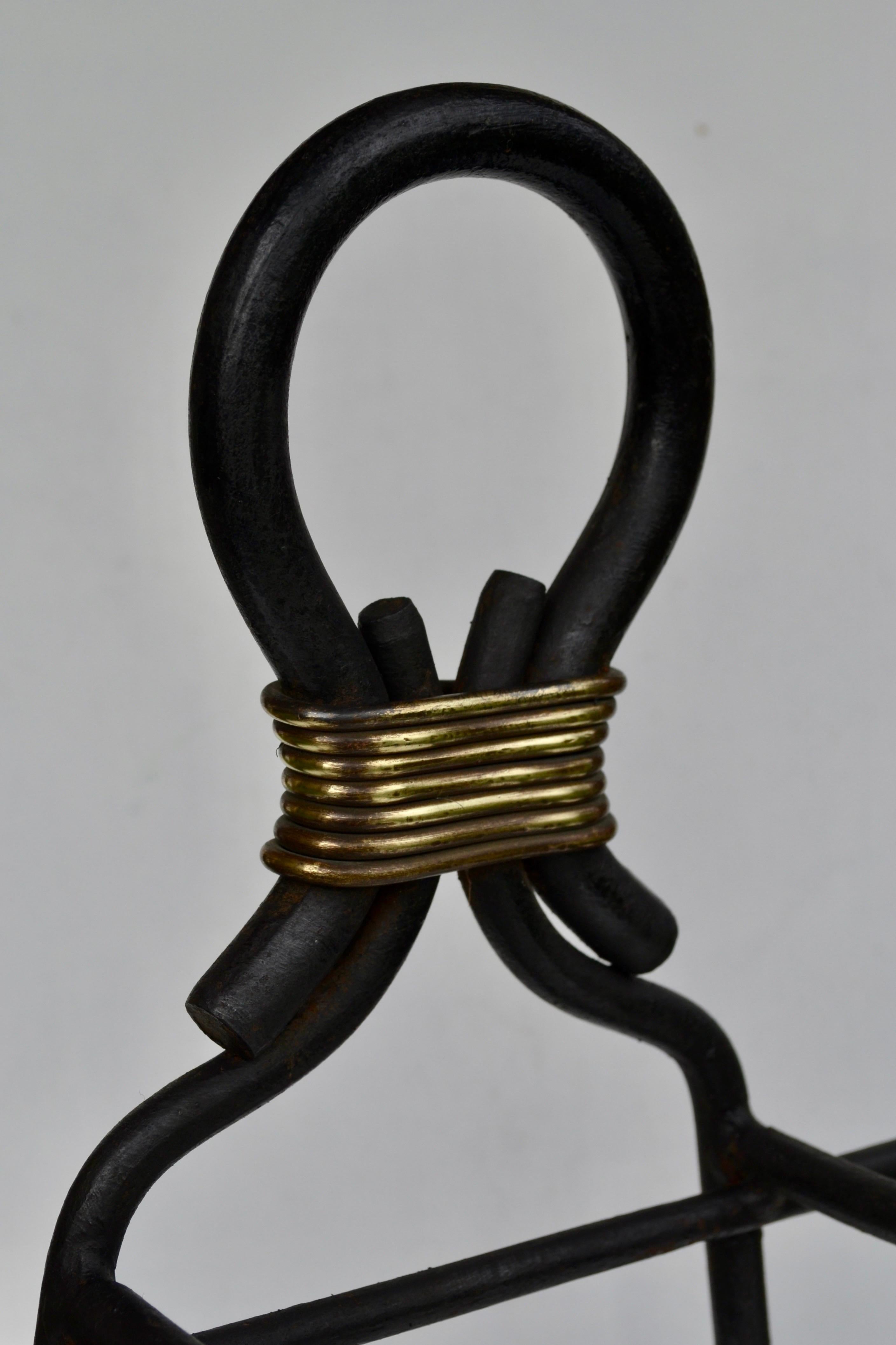 Mid-Century Wrought Iron and Brass Umbrella Stand, France, 1950s en vente 3