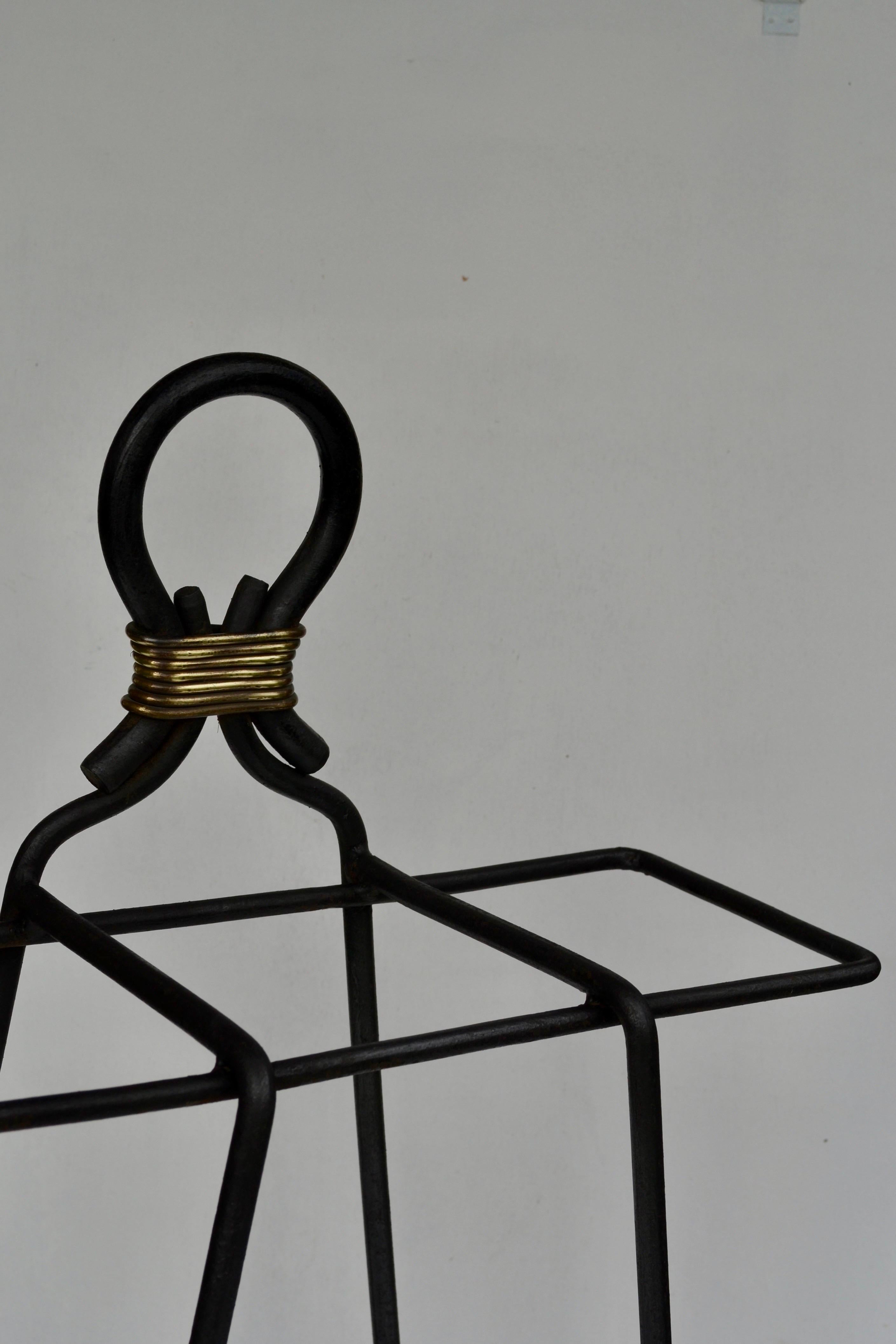Mid-Century Wrought Iron and Brass Umbrella Stand, France, 1950s en vente 2