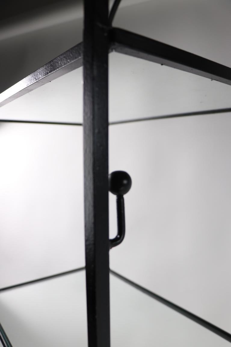 Mid Century Wrought Iron and Glass Shelf Attributed to Umanoff at 1stDibs