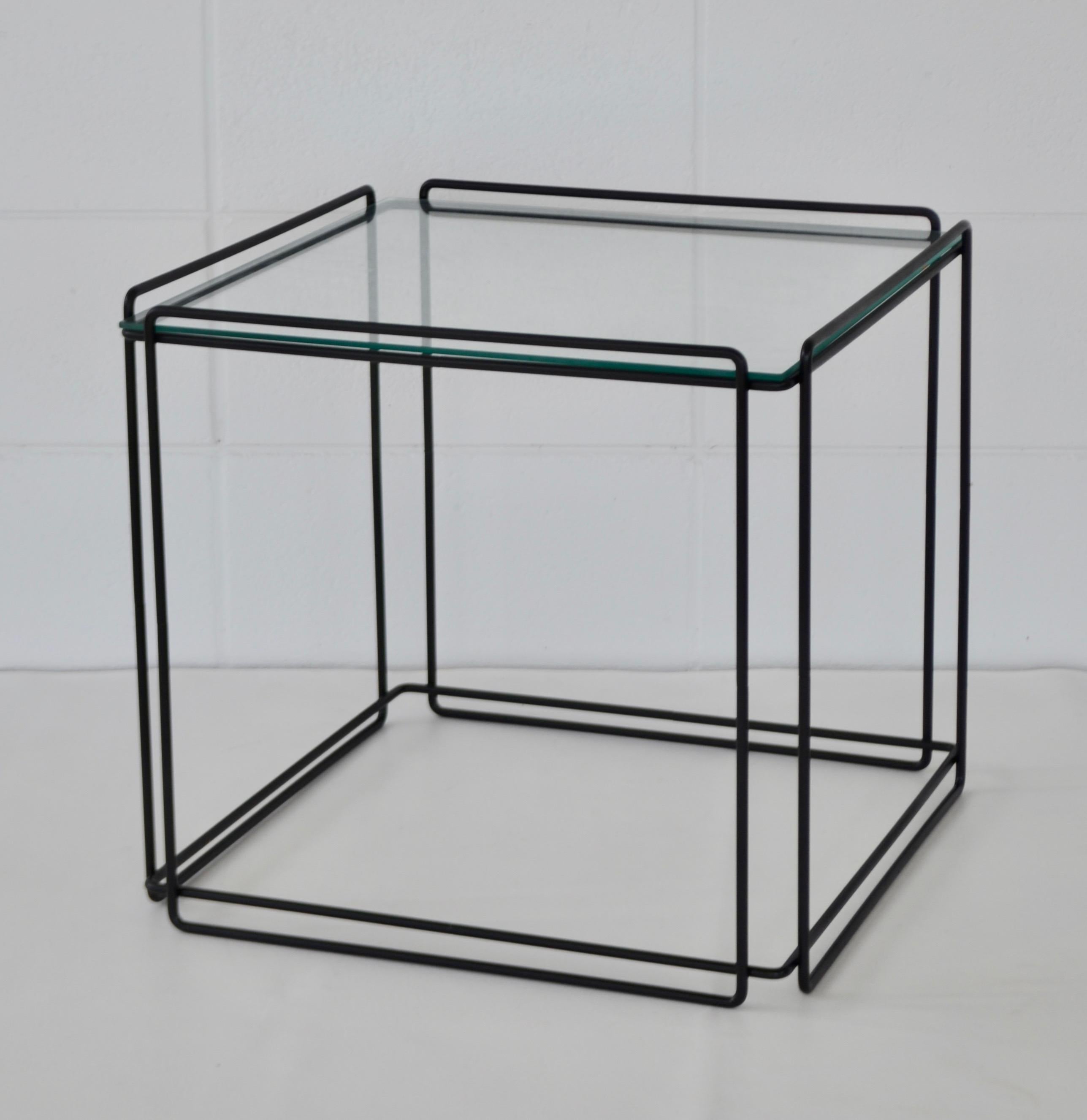 Mid-Century Modern Midcentury Wrought Iron and Glass Side Table For Sale