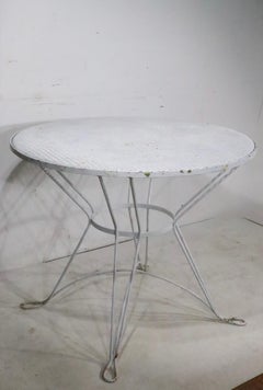 Mid Century Wrought Iron and Metal Mesh Garden Patio Dining Table c. 1950's