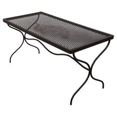 Mid Century Wrought Iron and Metal Mesh Garden Patio Poolside Table by Salterini