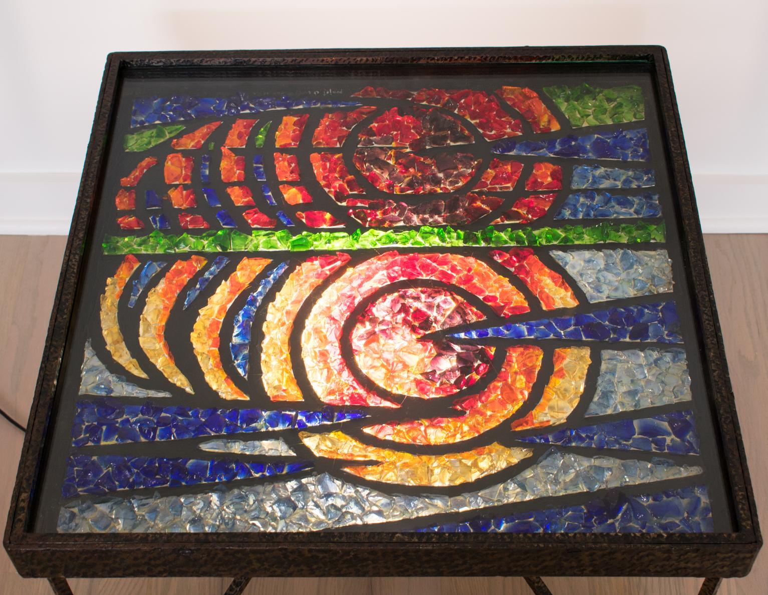 Table moderniste en fer forgé et mosaïque en vente 6