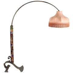 Mid-C. Brutalist Wrought Iron and Murano Glasses Floor Lamp VeArt, Italy, 1960s