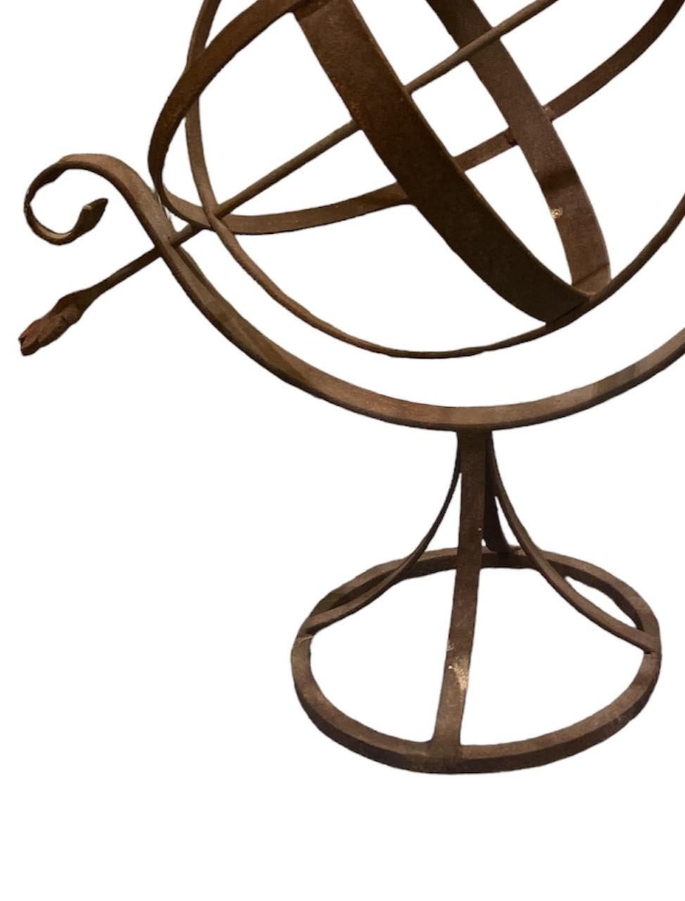 Hand-Crafted Mid Century Wrought Iron Armillary Sphere