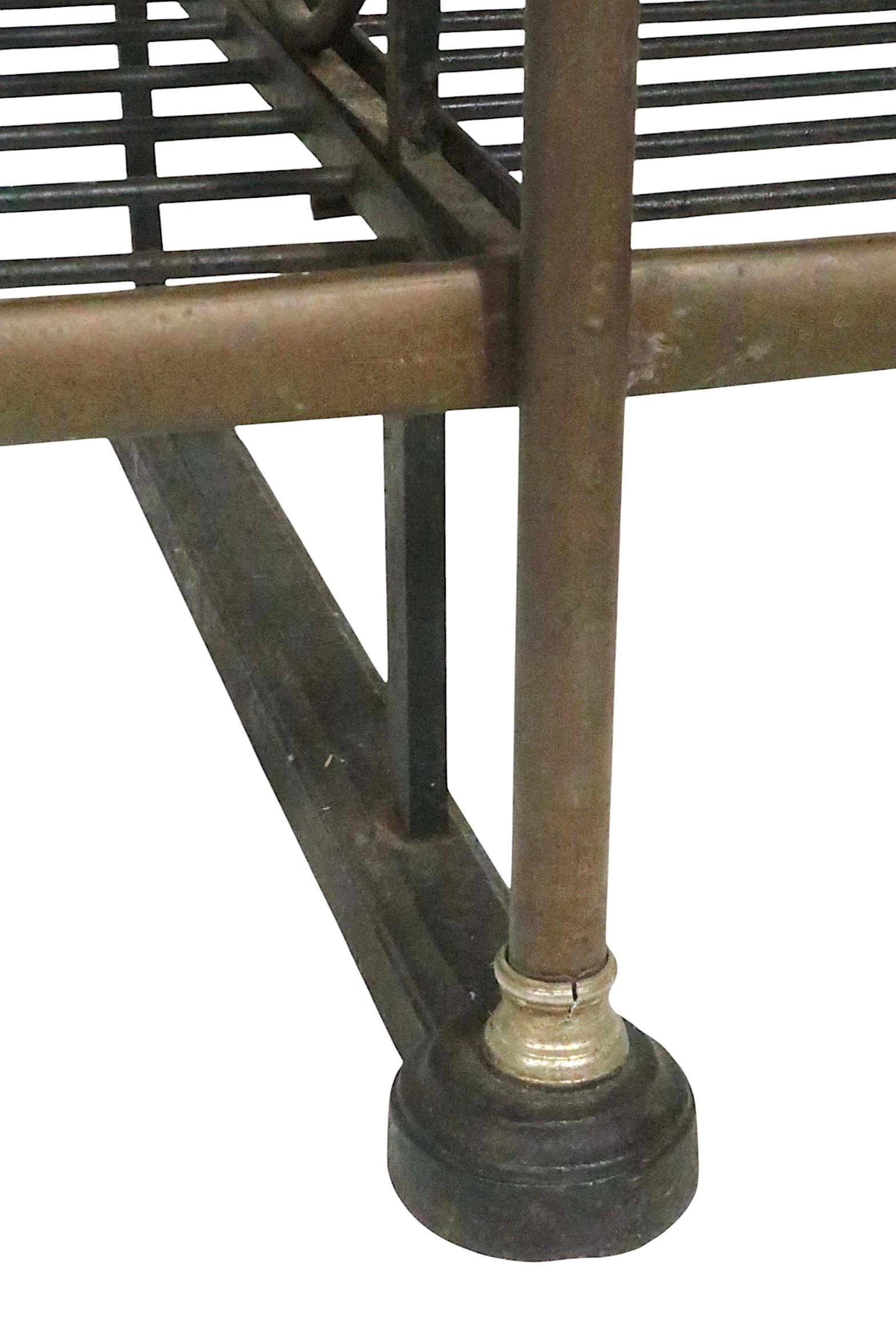 French Provincial Mid Century Wrought Iron Brass and Steel French Style Bakers Rack For Sale