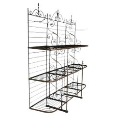 Mid Century Wrought Iron Brass and Steel French Style Bakers Rack