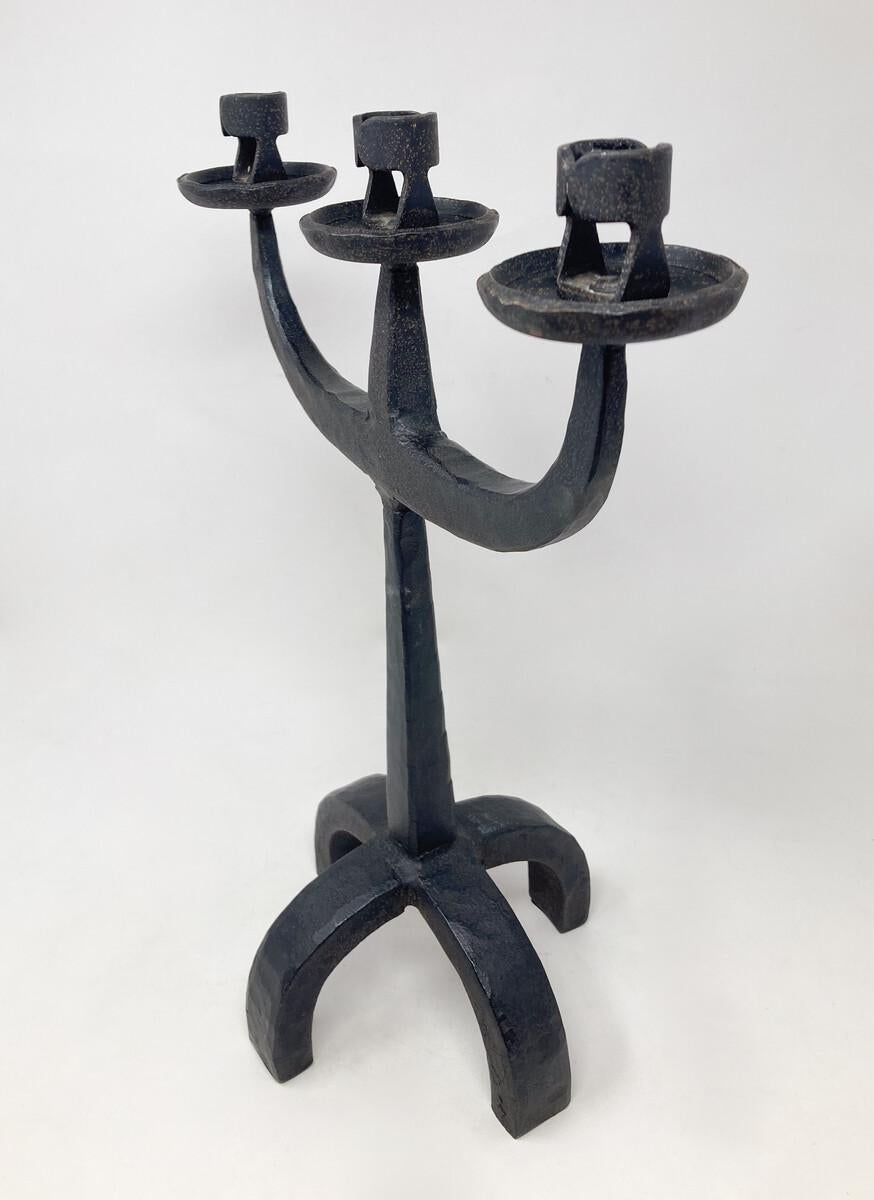 Mid-Century Wrought Iron Candleholder For Sale 4