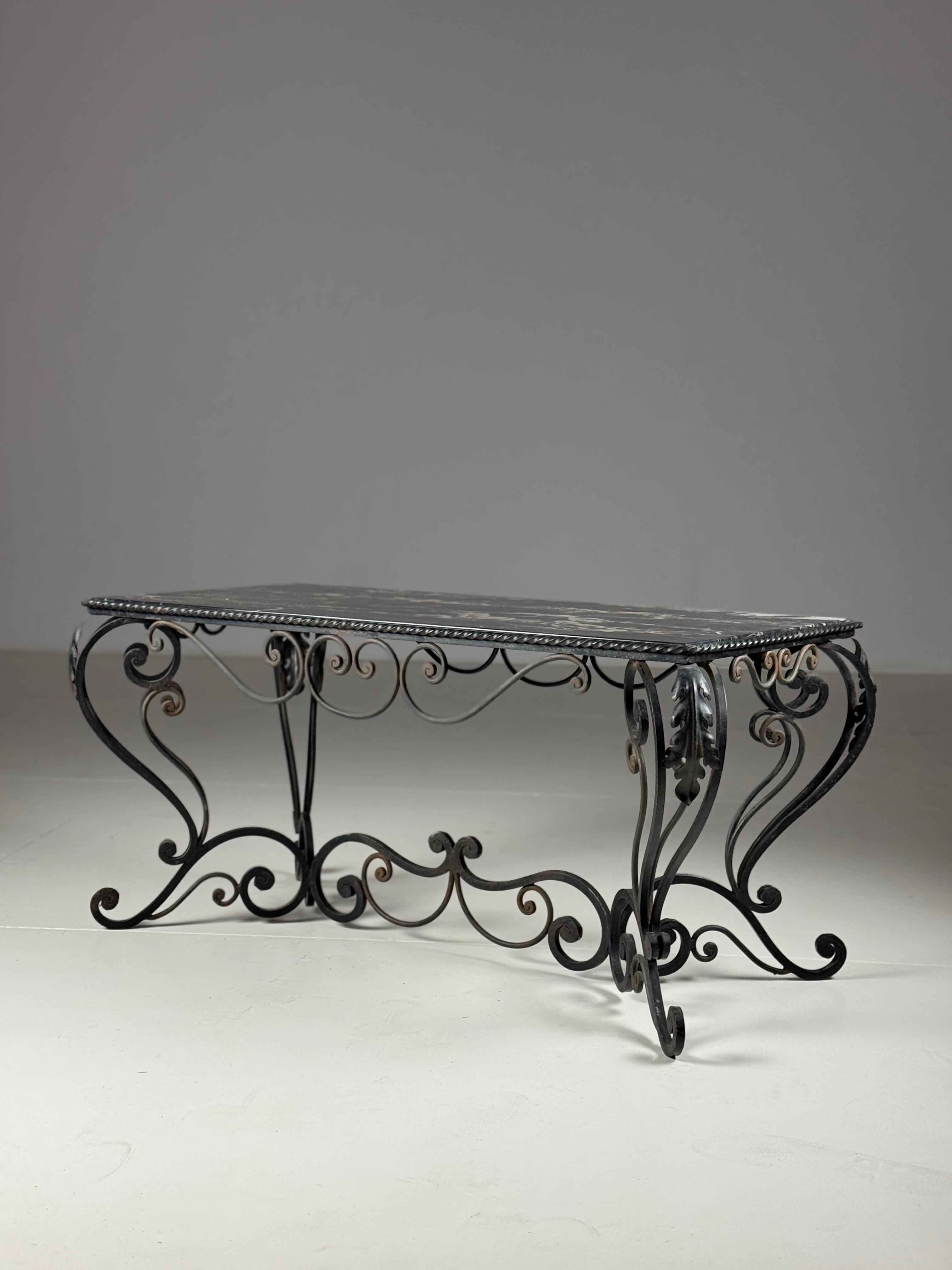Mid century wrought Iron coffee table For Sale 4