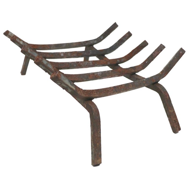 Mid Century Wrought Iron Fireplace Insert Grate Log Holder at 1stDibs