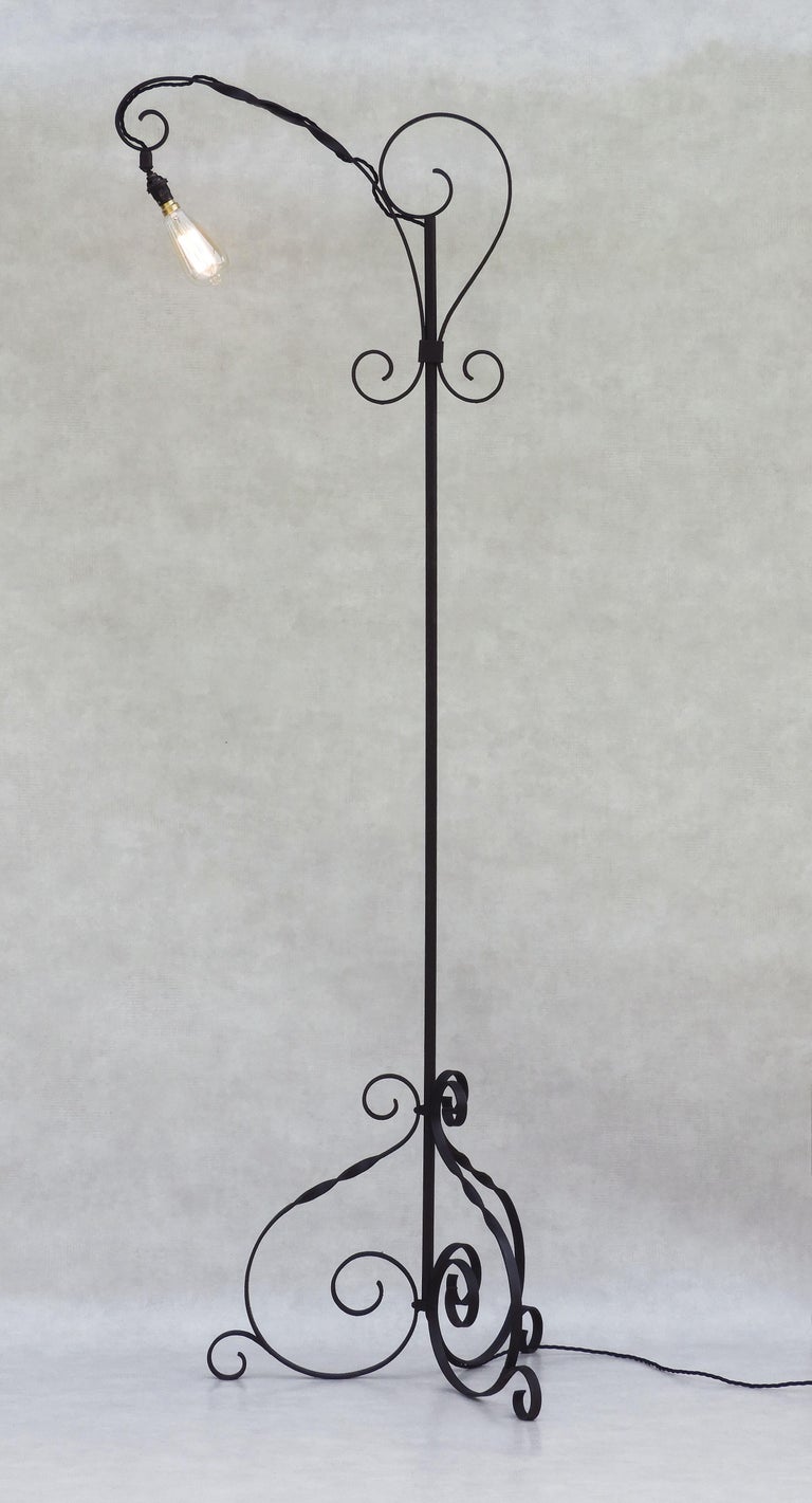 Mid Century Wrought Iron Floor Lamp France c1950 For Sale at 1stDibs