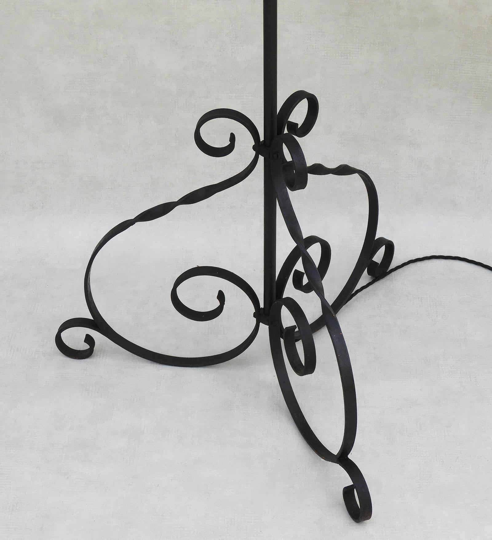 Mid Century Wrought Iron Floor Lamp France c1950 For Sale 1