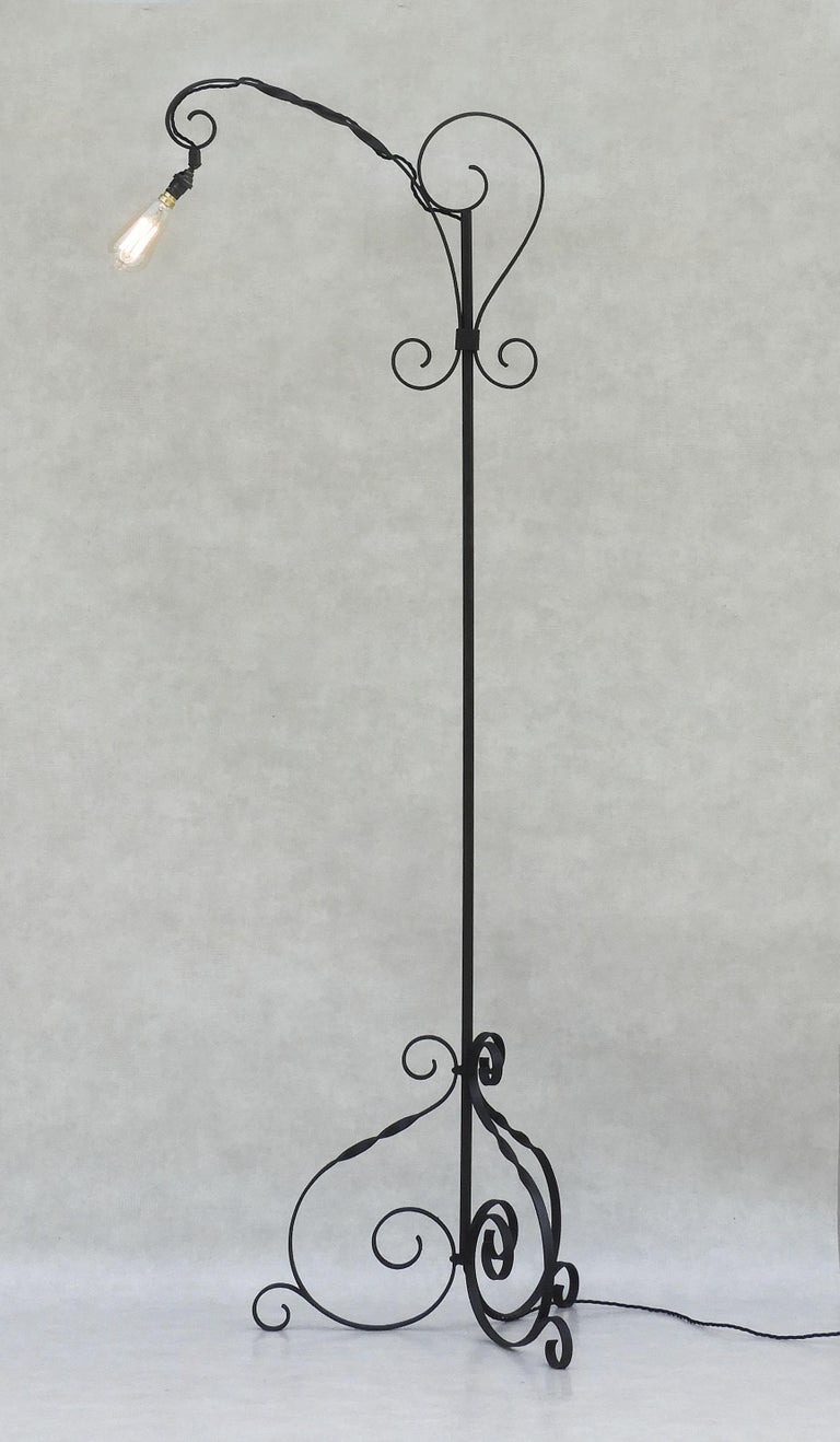 Mid Century Wrought Iron Floor Lamp France c1950 For Sale at 1stDibs