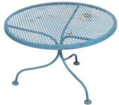 Mid Century Wrought Iron Garden Patio Poolside Cocktail Table att to Woodard