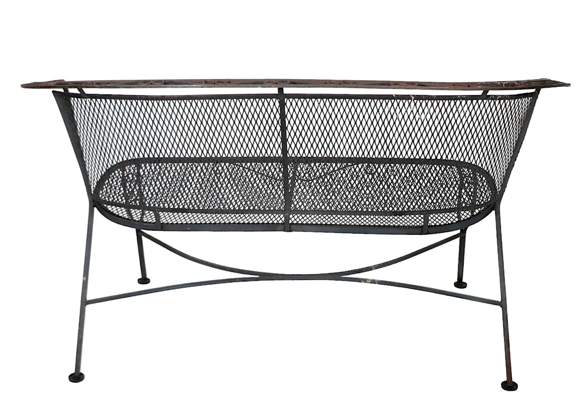 Fer forgé Mid Century Garden Patio Poolside  Settee de Woodard en vente 5
