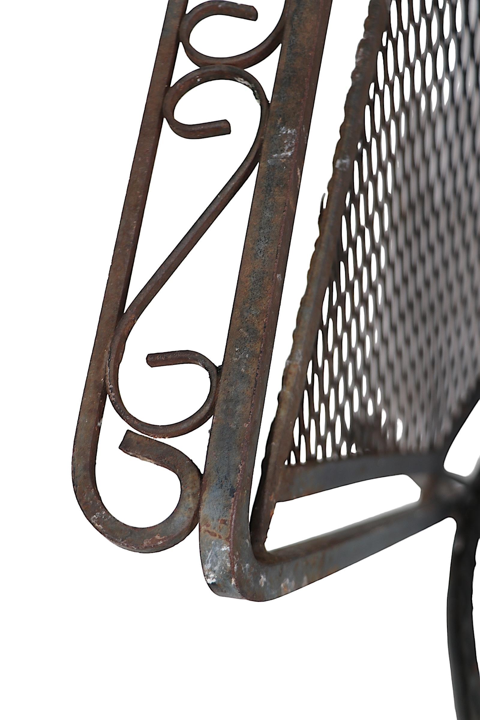 Fer forgé Mid Century Garden Patio Poolside  Settee de Woodard en vente 9
