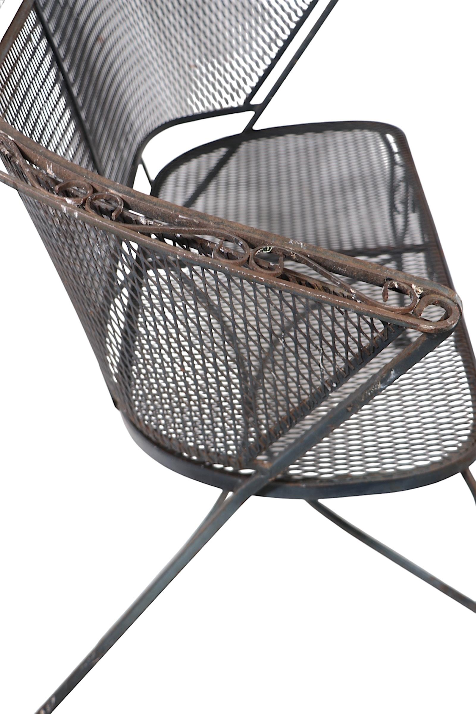 Fer forgé Mid Century Garden Patio Poolside  Settee de Woodard en vente 2