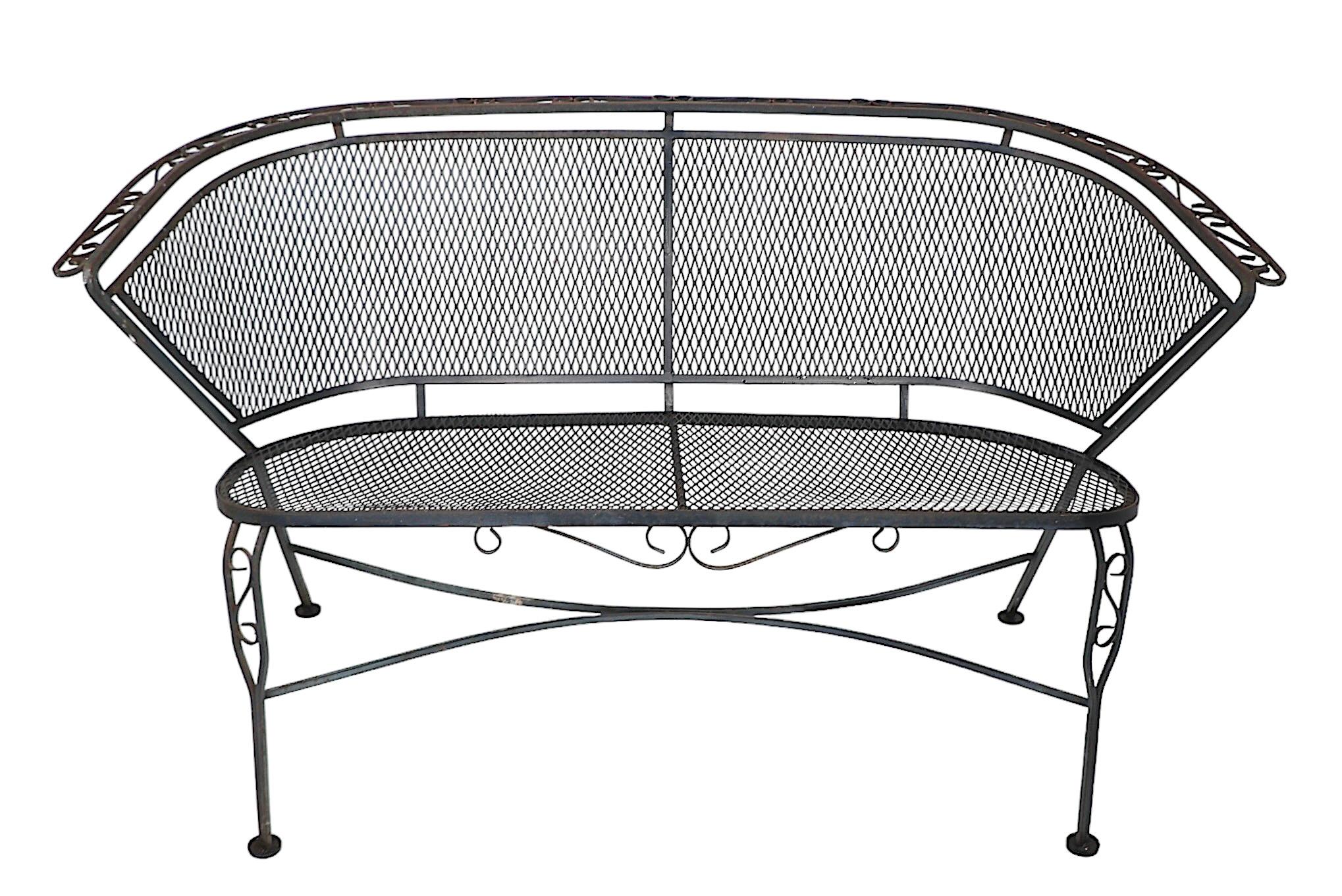 Fer forgé Mid Century Garden Patio Poolside  Settee de Woodard en vente 3