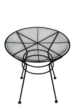 Mid Century Wrought Iron Garden Patio Poolside Side Table