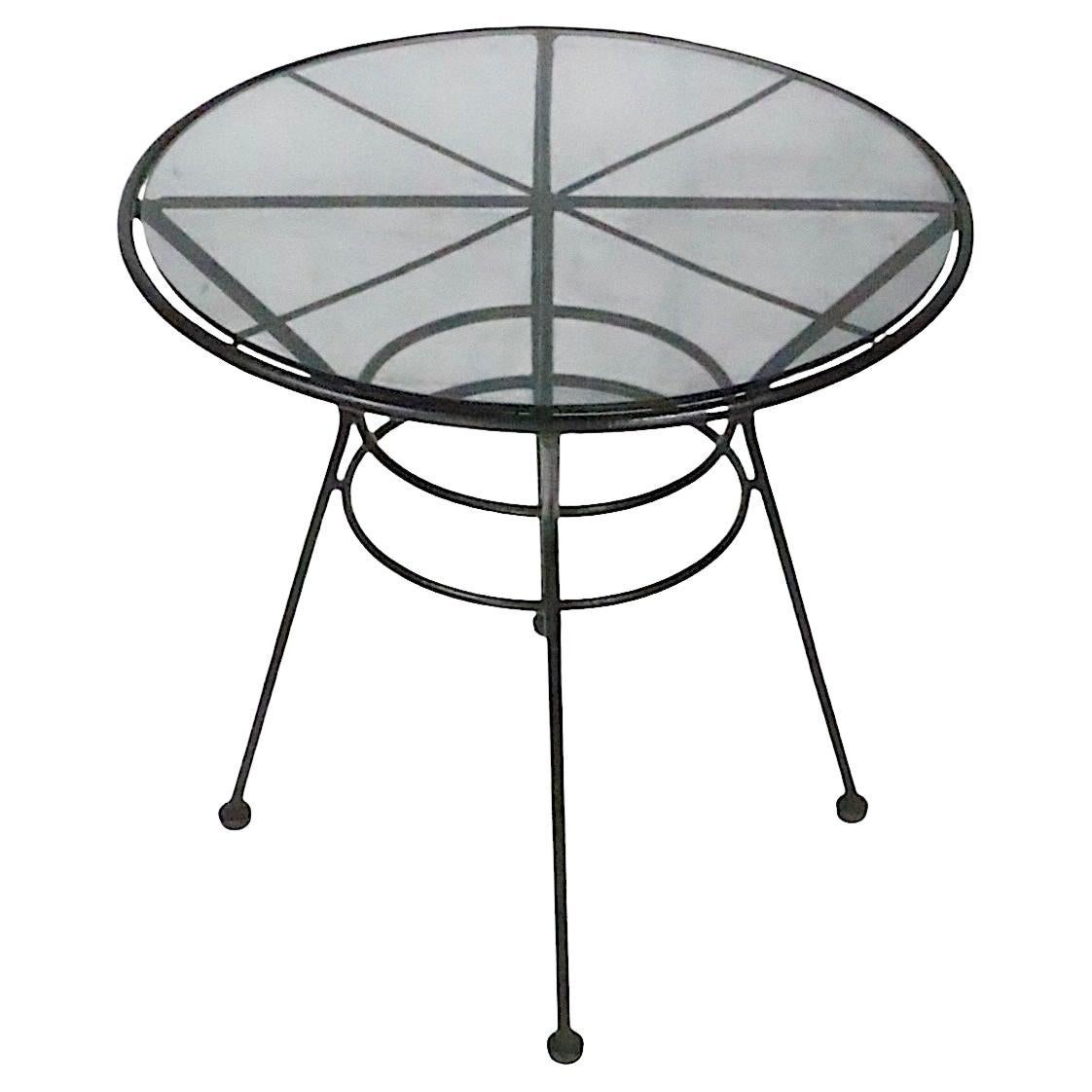 Mid Century Wrought Iron Garden Patio Poolside Side Table