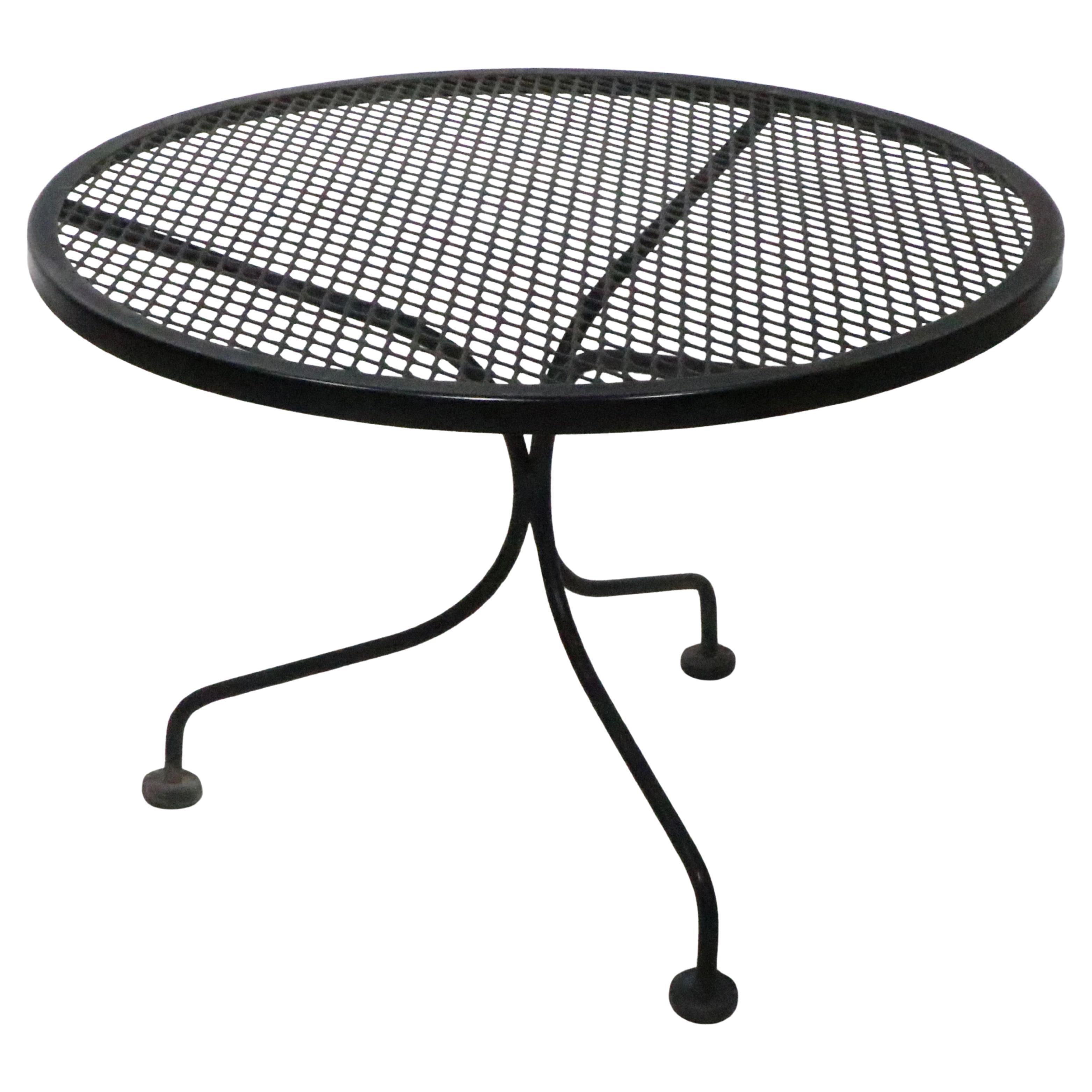 Mid Century Wrought Iron Garden Poolside Cocktail Table att. to Woodard c. 1970s