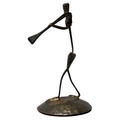 Mid-Century Wrought Iron Horseshoe Nail Art Piper Figurine, 1960s