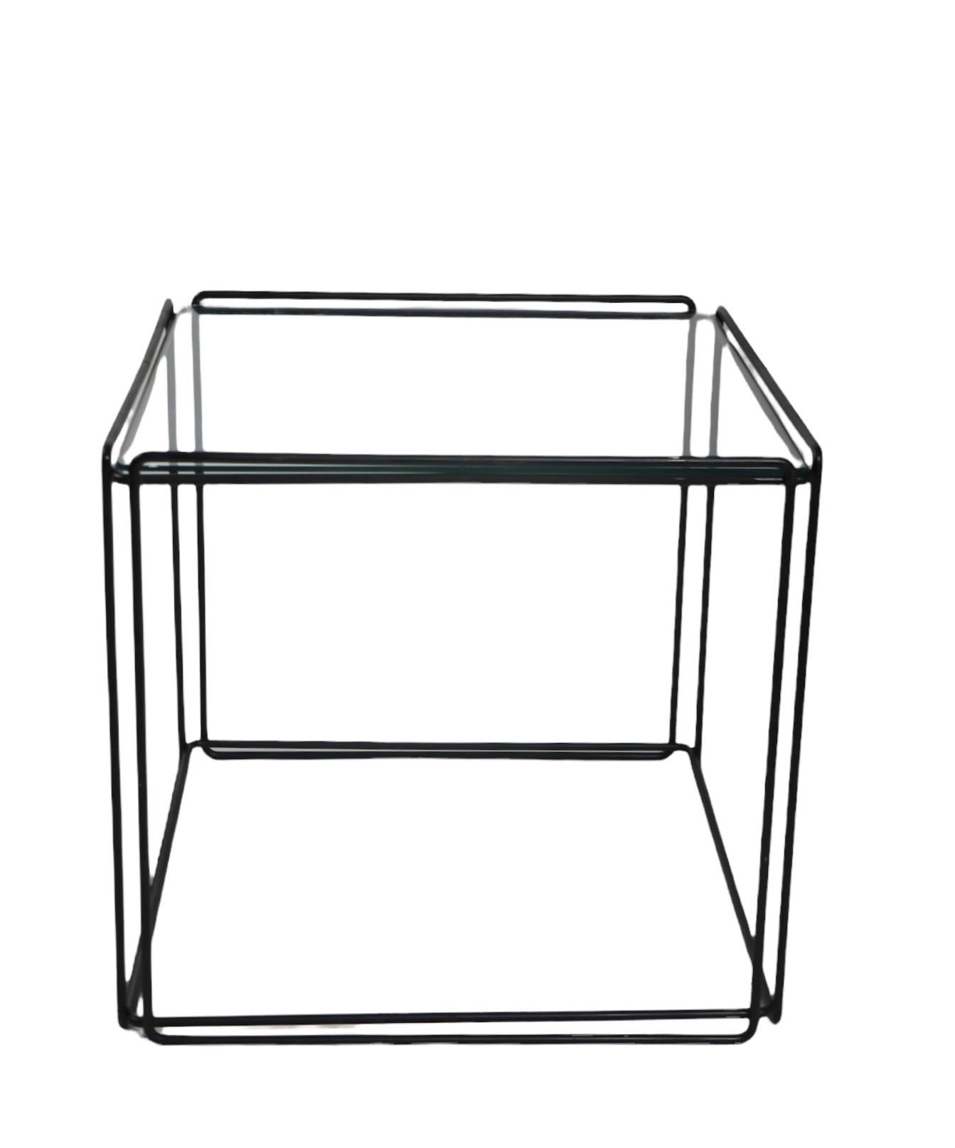 Glass Mid Century Wrought Iron Isosceles  Cube Table by Max Suaze for Attro France For Sale