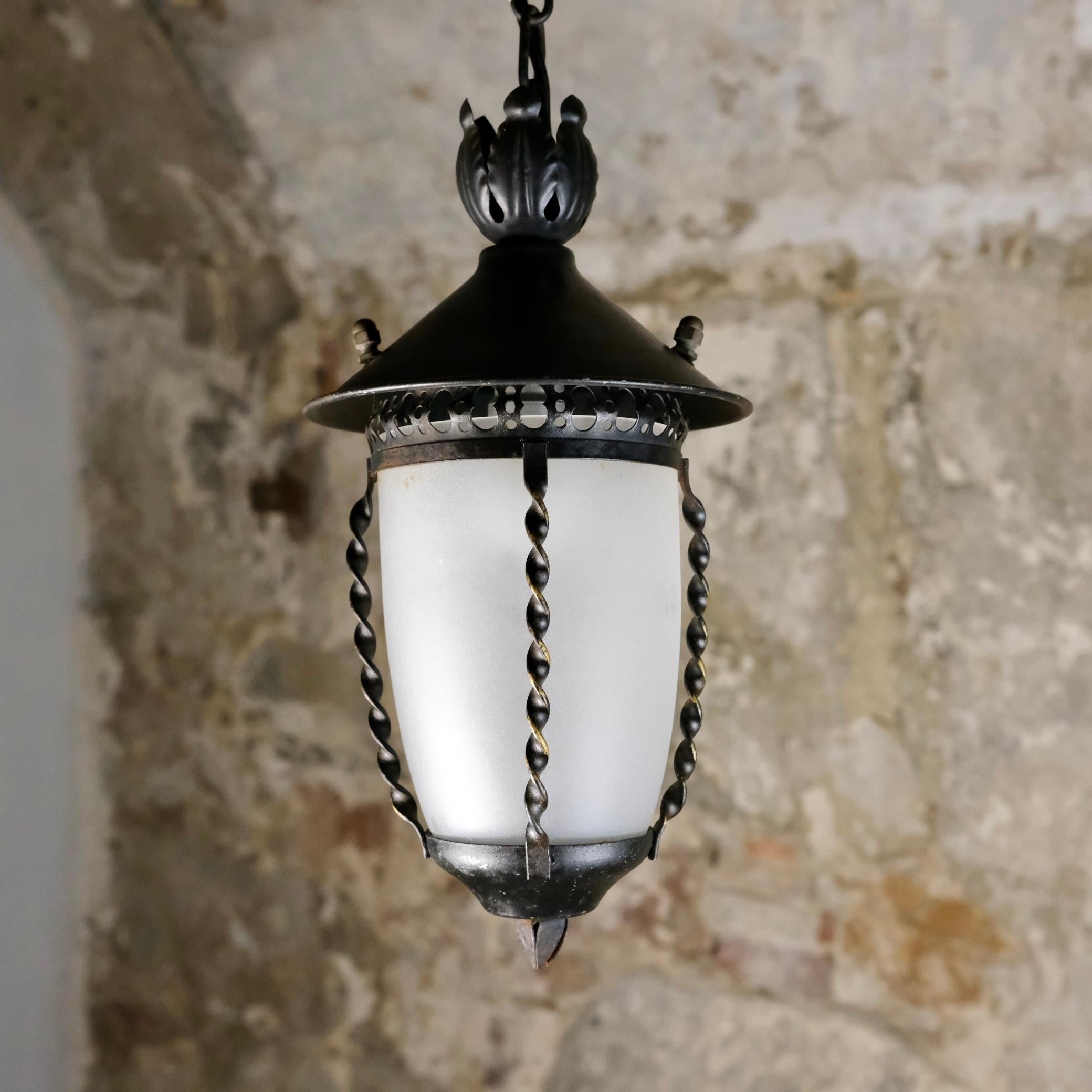 Farol de hierro forjado de mediados de siglo, Francia, años 50 en Bueno estado para la venta en Lyon, FR