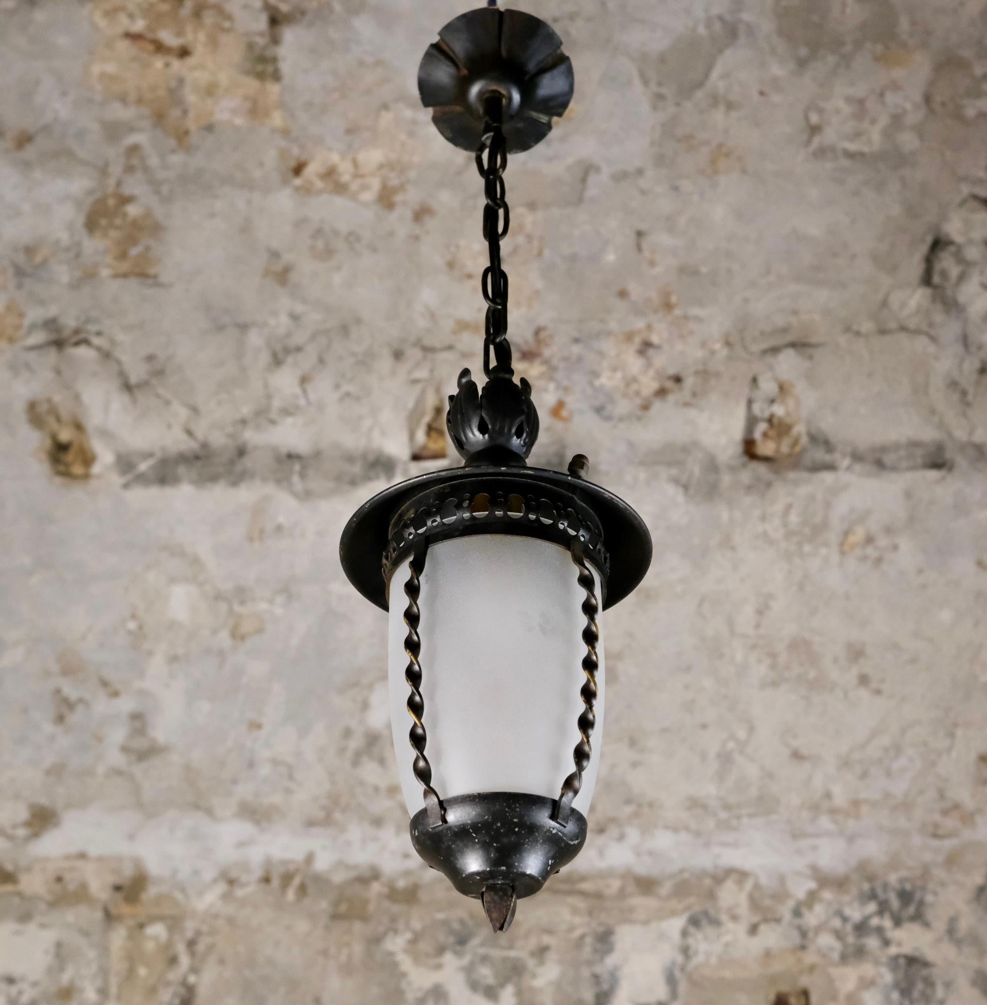 Farol de hierro forjado de mediados de siglo, Francia, años 50 mediados del siglo XX en venta