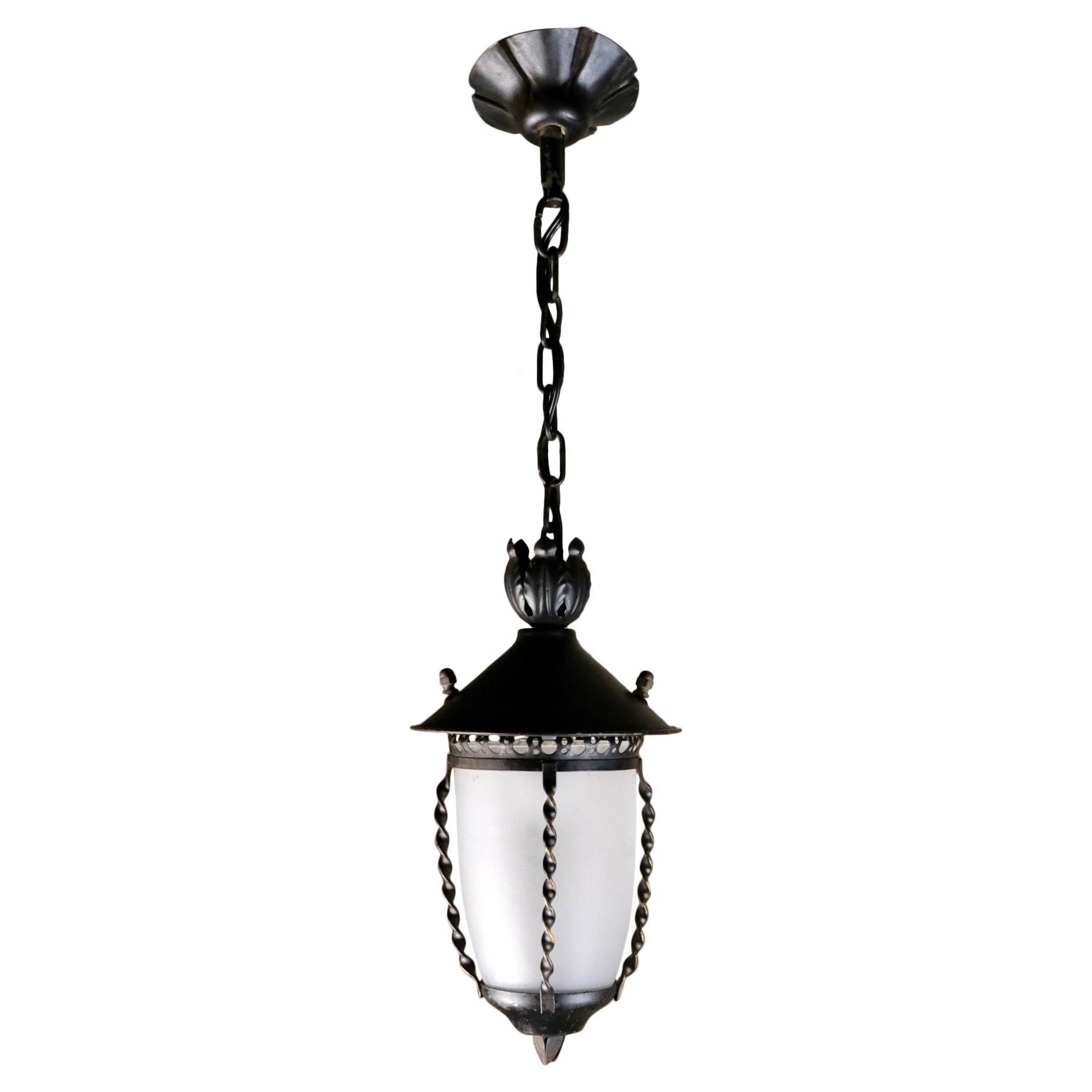 Farol de hierro forjado de mediados de siglo, Francia, años 50
