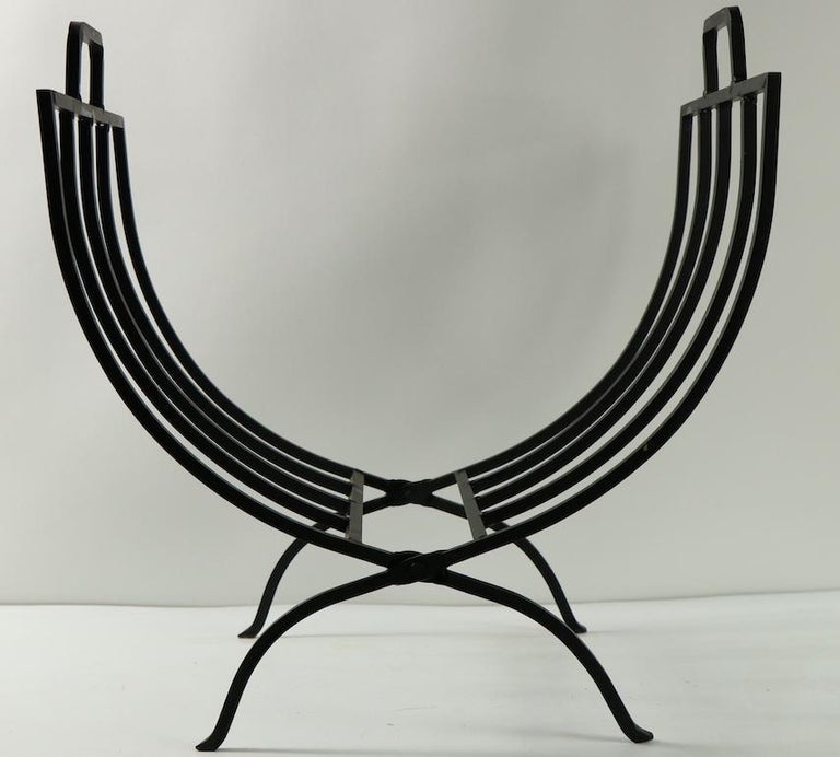 Mid Century Wrought Iron Log Holder at 1stDibs